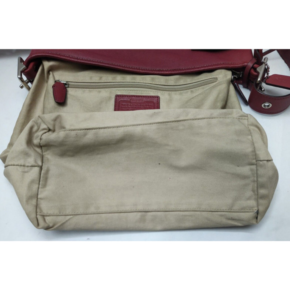 Coach Red Leather Duffle Zipper Closure Crossbody Shoulder Bag - Picture 11 of 16